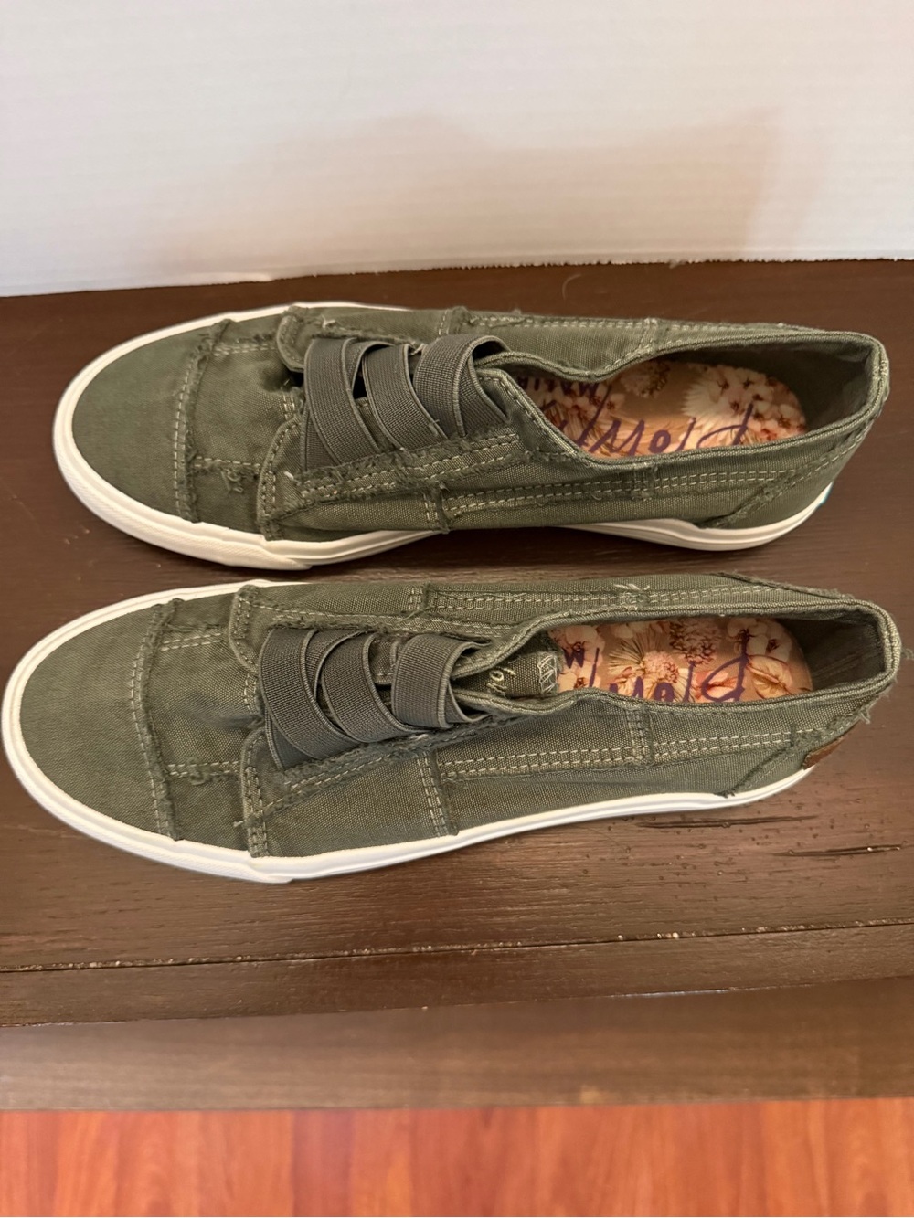 Olive Green Slip-On Canvas Women’s Sneakers